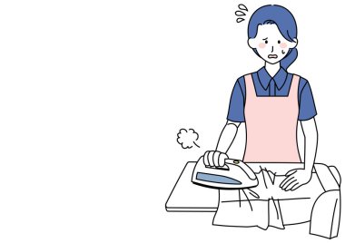 Ütü yapamayan bir kadının klip sanatı.