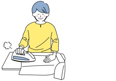 Ütü yapan son sınıf bir kadının klip sanatı.