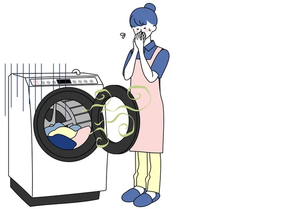 Clip Τέχνη Της Γυναίκας Προβληματισμένος Από Δυσωδία Του Πλυντηρίου Ρούχων — Διανυσματικό Αρχείο