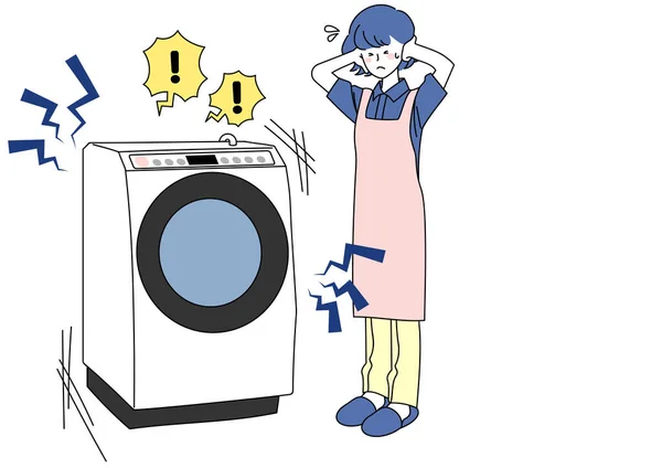 Clip Τέχνη Της Γυναίκας Προβληματισμένος Από Θόρυβο Του Πλυντηρίου Ρούχων — Διανυσματικό Αρχείο