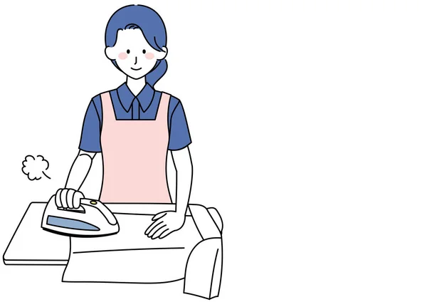 Clip Art Woman Ironing Happily — Image vectorielle