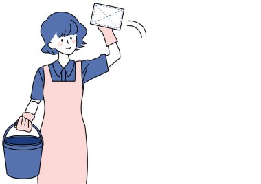 Pencere camlarını paçavrayla silen kadın sanatı.