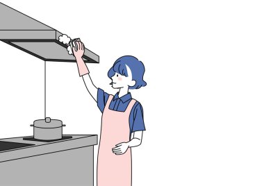 Egzoz vantilatörü temizleyen kadın klip sanatı.