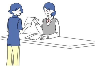 Clip art of woman submitting documents
