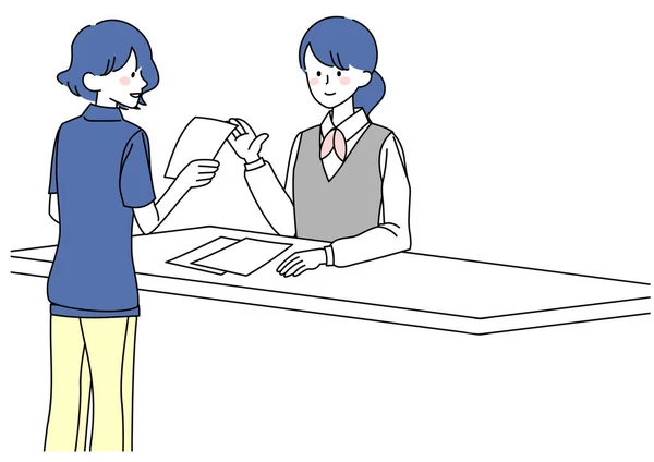 Clip Art Woman Submitting Documents — стоковый вектор