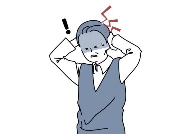 Illustration of a senior suffering from a sudden headache