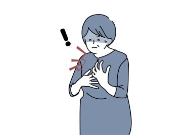 Illustration of a senior suffering from sudden chest pain