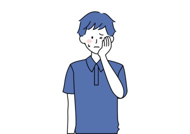 Clip art of man holding his cheek