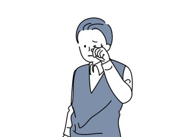 Clip art of senior citizen rubbing eyes