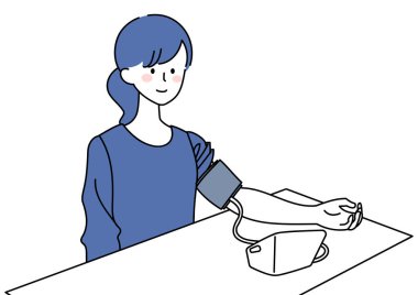 Clip art of woman measuring blood pressure