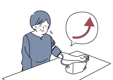 Clip art of woman concerned about blood pressure that is too high