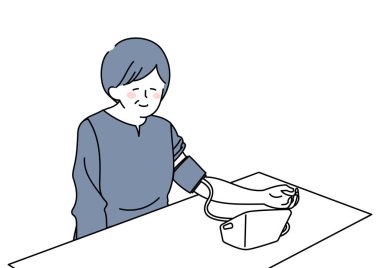 Clip art of woman measuring blood pressure