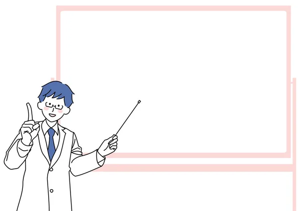Illustration Physician Explaining Front Whiteboard — Stock Vector