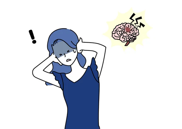 Clip Art Woman Suffering Sudden Headache — 스톡 벡터