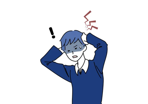 Clip Art Man Suffering Sudden Headache — 스톡 벡터