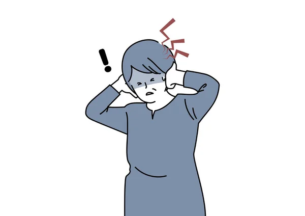 Illustration Senior Suffering Sudden Headache — Stock Vector