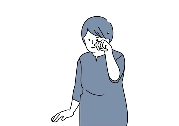 Clip Art Senior Citizen Rubbing Eyes —  Vetores de Stock