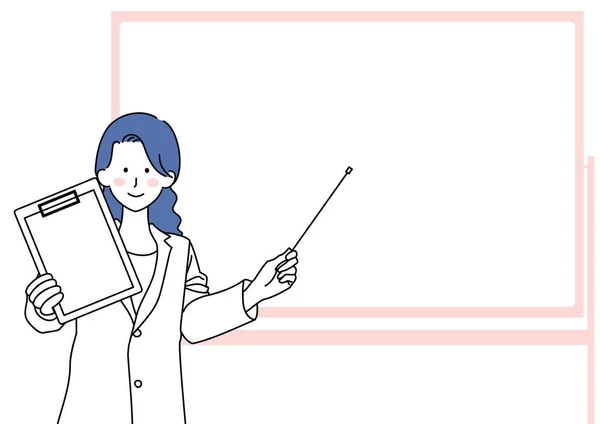 Illustration Physician Explaining Front Whiteboard — Stock Vector