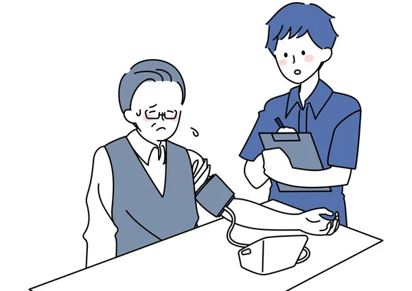 Illustration Man Having His Blood Pressure Measured Recorded — ストックベクタ