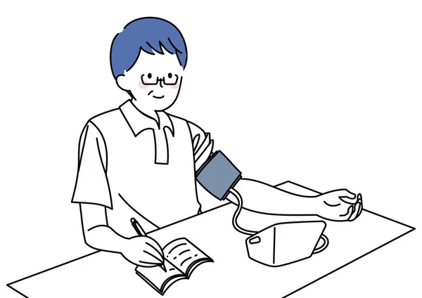 Clip Art Man Measuring Recording Blood Pressure — Archivo Imágenes Vectoriales