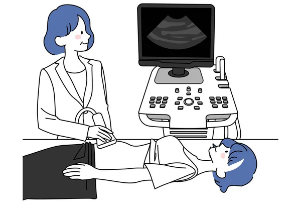 Clip Art Pregnant Woman Undergoing Ultrasound Examination — Vettoriale Stock