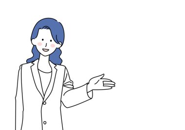 Clip art of woman in white coat giving a tour
