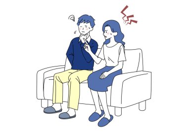 Illustration of a dissatisfied wife and a distressed husband