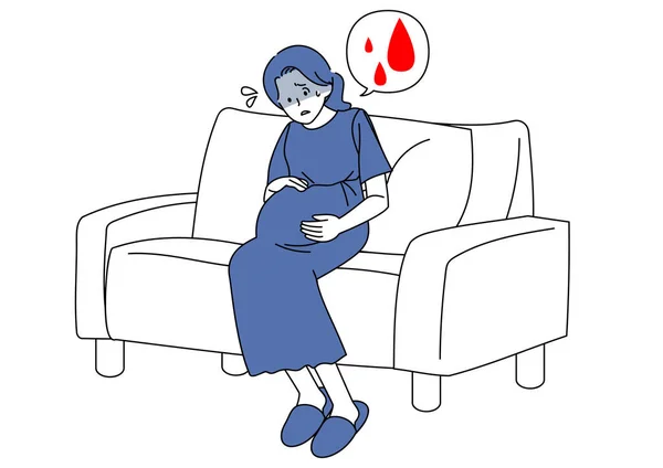 Illustration Pregnant Woman Fearing Bleeding — Stockvektor