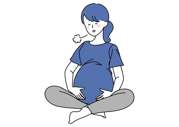 Clip Art Pregnant Woman Practicing Abdominal Breathing — Vector de stock