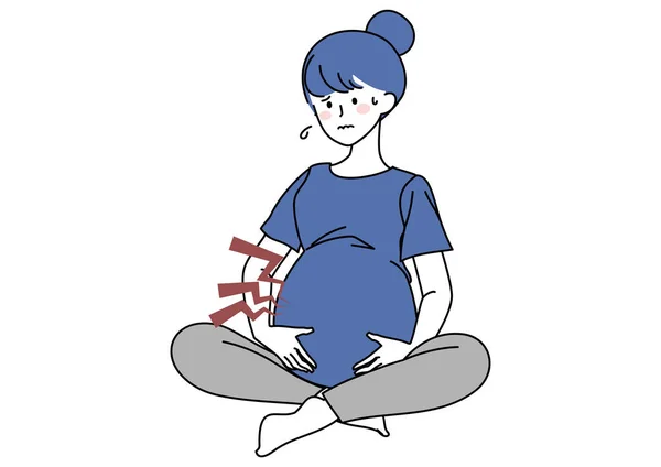 Clip Art Pregnant Woman Enduring Stomachache — Vetor de Stock