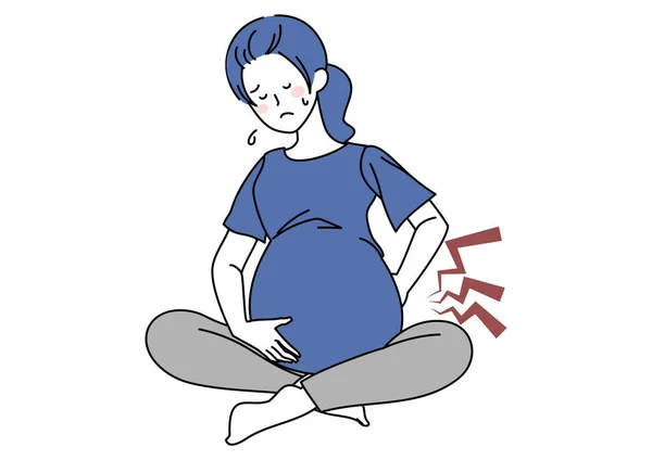 Clip Art Pregnant Woman Suffering Back Pain — 스톡 벡터
