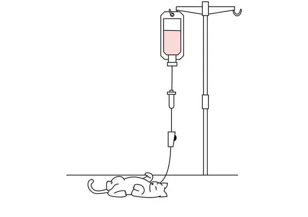 Clip Art Cat Receiving Intravenous Drip — ストックベクタ