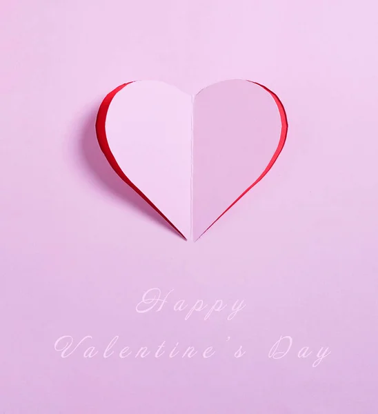 Feliz Día San Valentín Corazón Rosa Del Papel Buena Tarjeta —  Fotos de Stock