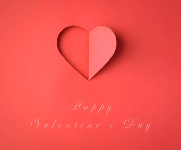 Feliz Día San Valentín Corazón Rojo Del Papel Buena Tarjeta —  Fotos de Stock
