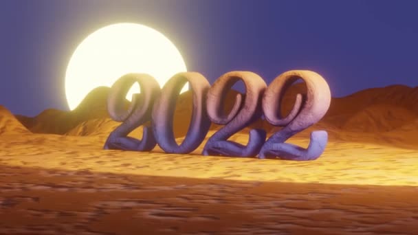 Αριθμοί 2022 Χρώμα Veri Peri Φόντο Διαστημική Επιφάνεια Και Φεγγάρι — Αρχείο Βίντεο
