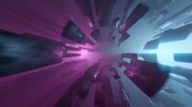 Soyut Sinema Sanal Uzay Makinesi Bilimkurgu Pembe Işık 3D görüntüleme döngüsü