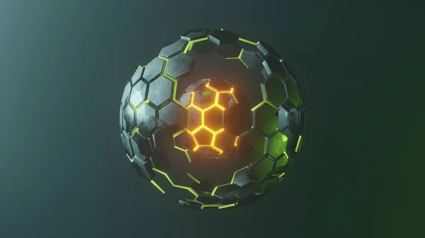 Visualización Núcleo Física Nuclear Ilustración Esfera Geometría Abstracta Render — Foto de Stock