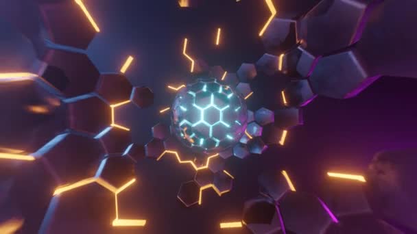 可視化核物理学の中核 イラストアブストラクト幾何学スフィア3Dレンダーループ — ストック動画