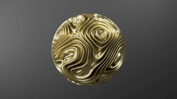 Gold Sphere Deformación Bio Formas Concepto Orgánico Ilustración Resumen Render — Foto de Stock