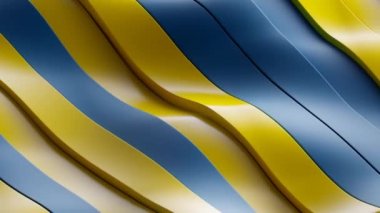 Bayrağın Animasyon Ukrayna renkleri, bağımsızlık dalgası, sarı ve mavi çizgili arkaplan, Görüntü Özeti 3d