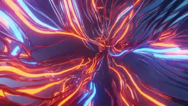 Loop Animation Energia Futurista Azul Luz Vermelha Ilustração Neon Estrias — Vídeo de Stock