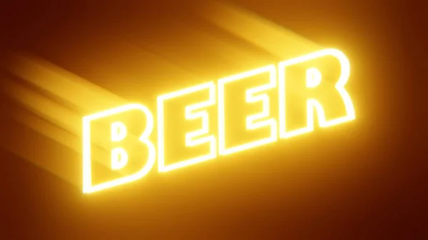 Verlicht Mooi Neon Woord Bier Illustratie Abstract Render — Stockfoto