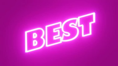 Animasyon, titreşim aydınlatılmış güzel Neon kelimesi En İyi, Çizim Özeti 3d