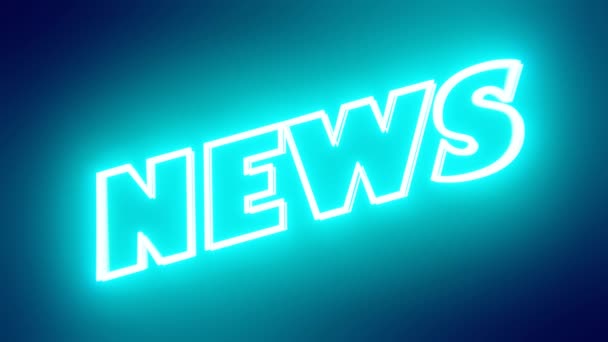 Animation Fliker Illuminated Beautiful Neon Word News Abstra3D Render — стоковое видео