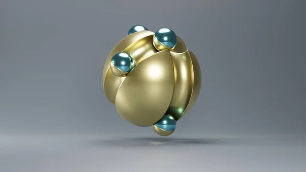金属球 具有未来主义风格 表面有槽和小球 说明摘要3D渲染 — 图库照片