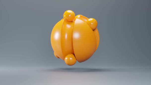 Animation Loop Sci Orange Ball Style Futurism Made Matte Plastic — ストック動画