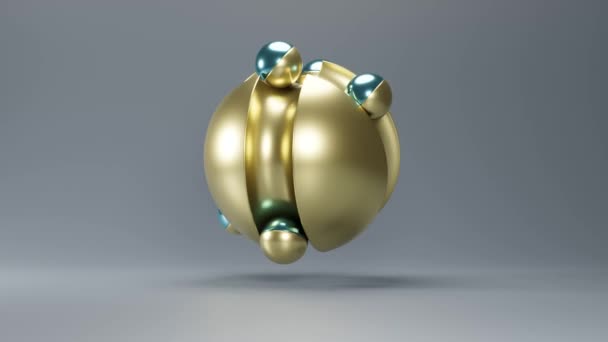 动感环路 科幻小说风格的金属球 未来派图解摘要3D渲染 — 图库视频影像