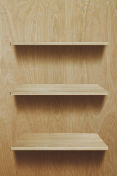 Wood shelves
