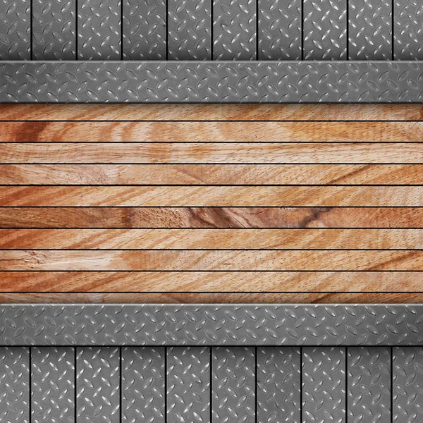 Metal plate on wooden — Stock Photo, Image