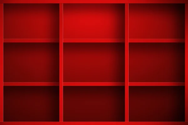 Red shelf for exhibit — Stock Photo, Image